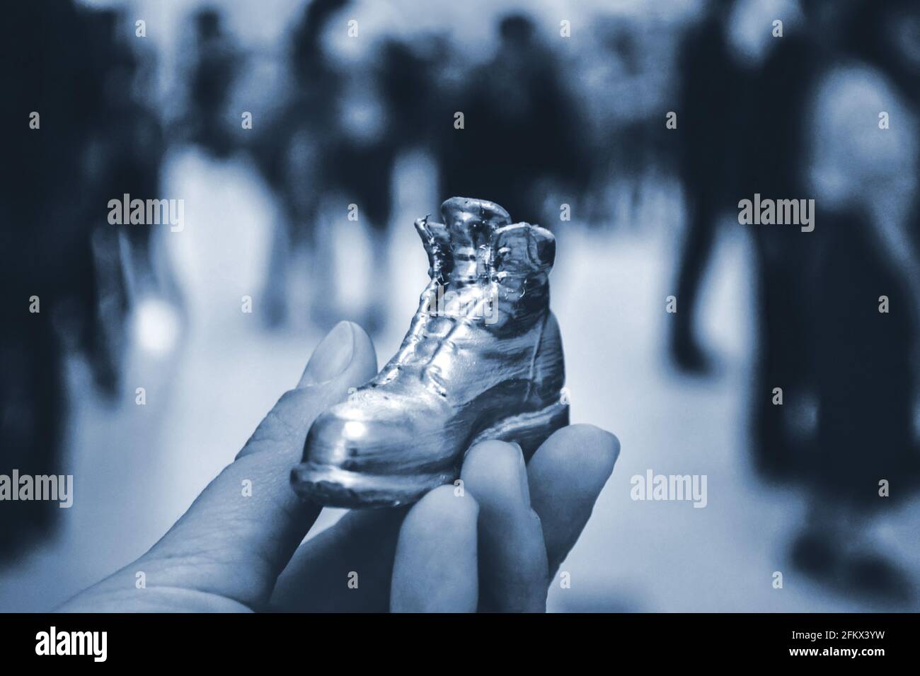Object in the form of a boot printed on a 3d printer and covered with enamel Stock Photo