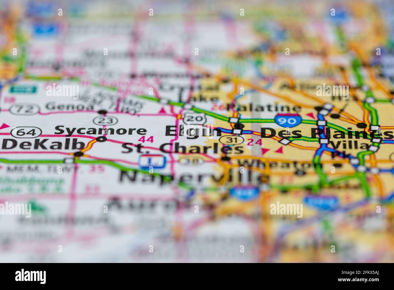 Elgin Illinois Shown on a Geography map or road map Stock Photo - Alamy