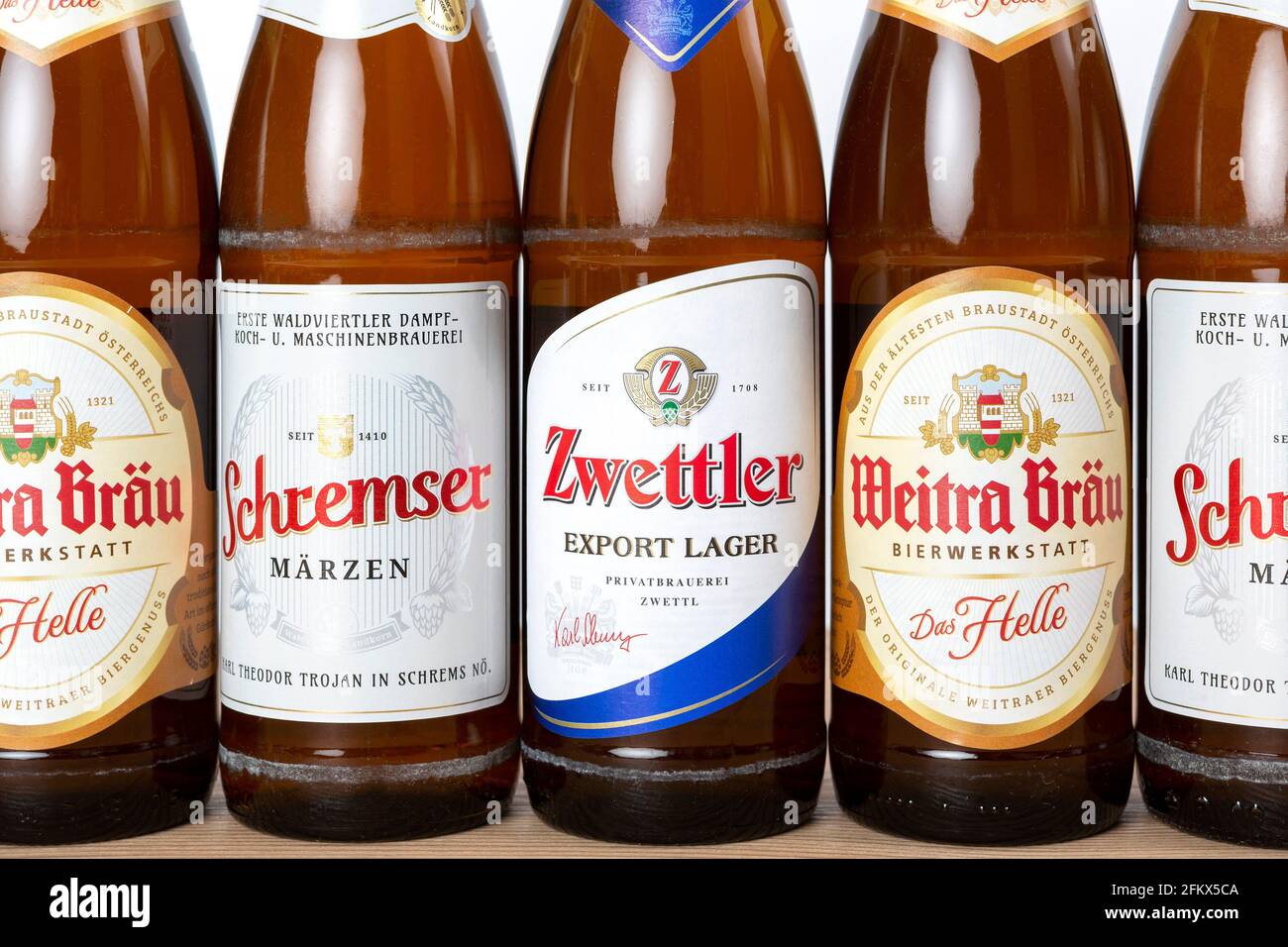Waldviertler Beer, Zwettler, Weitra Bräu And Schremser, Austria Stock Photo