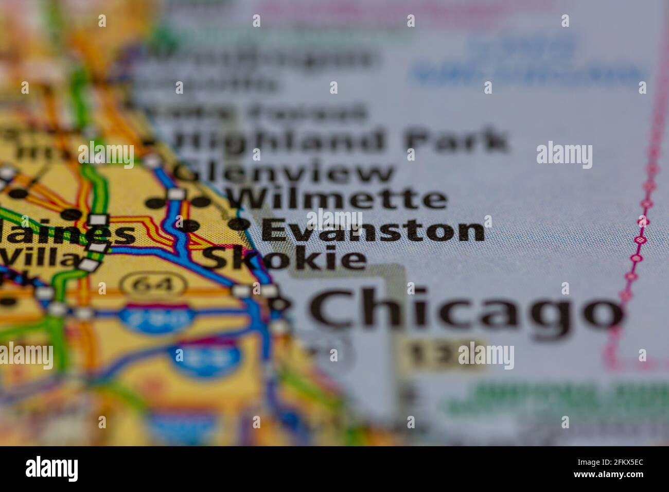 Evanston Illinois Shown on a Geography map or road map Stock Photo Alamy