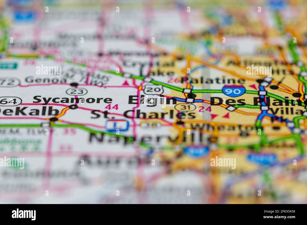 Elgin Illinois Shown on a Geography map or road map Stock Photo Alamy