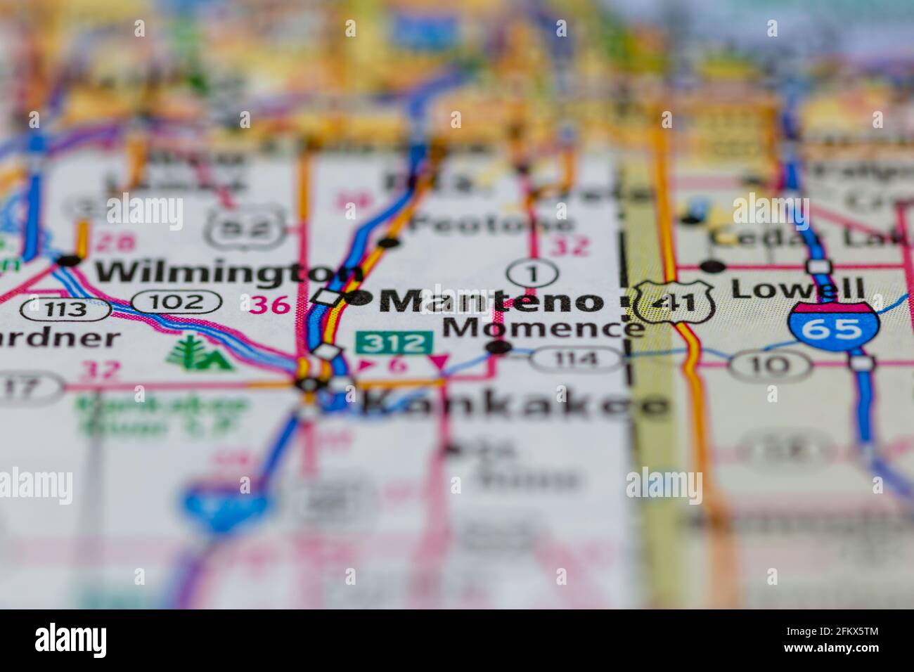 Manteno Illinois Shown on a Geography map or road map Stock Photo