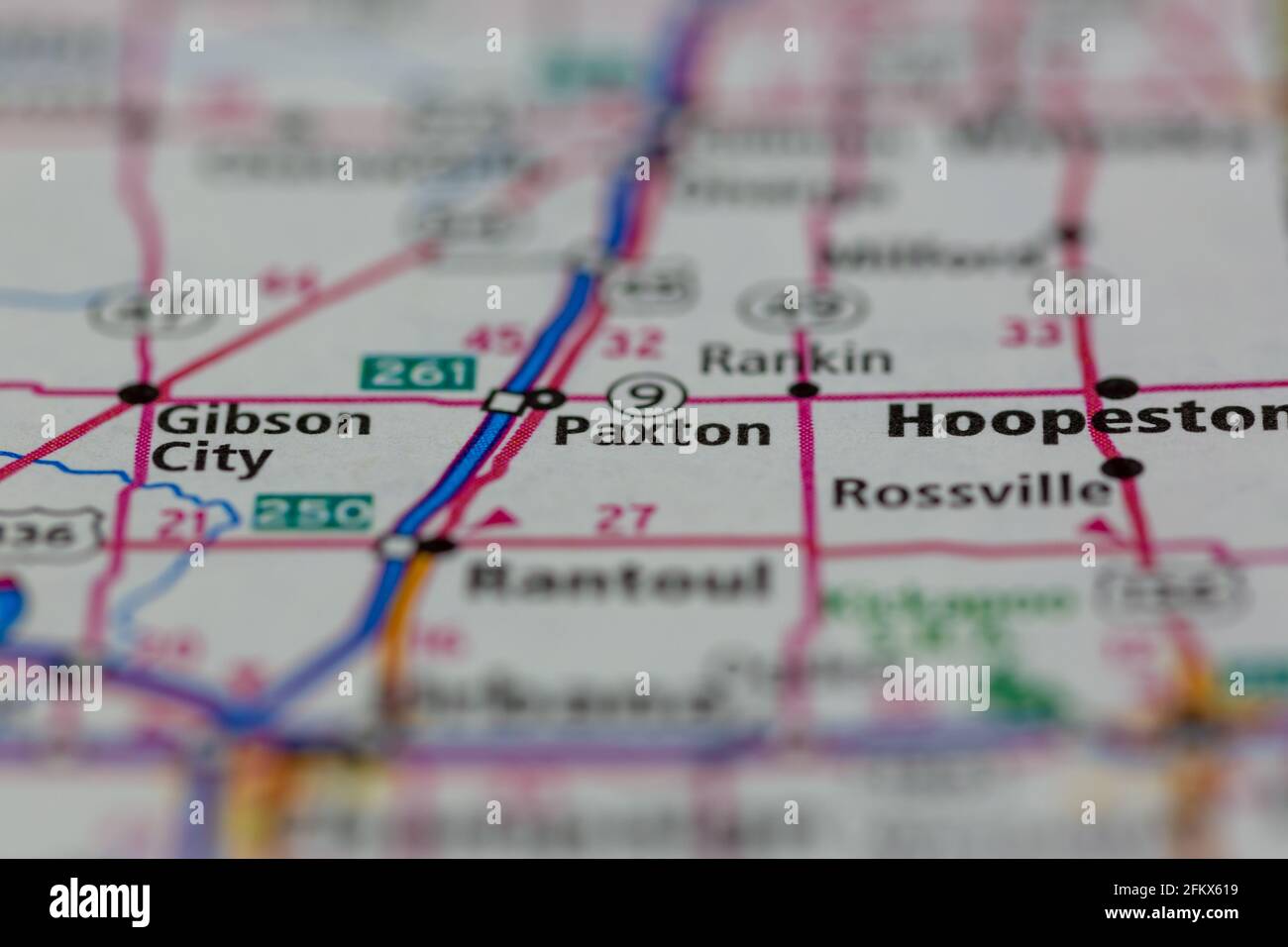 Paxton Illinois Shown on a Geography map or road map Stock Photo Alamy