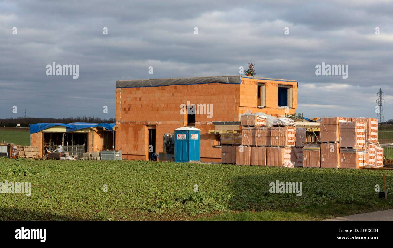 Construction Site, Single Family House Stock Photo