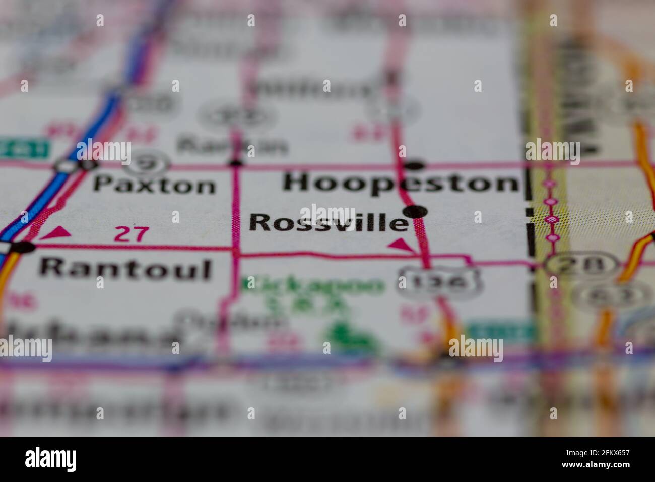Rossville Illinois Shown on a Geography map or road map Stock Photo Alamy