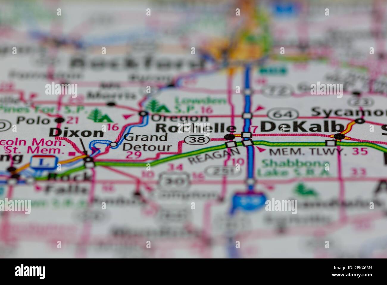 Rochelle Illinois Shown on a Geography map or road map Stock Photo Alamy