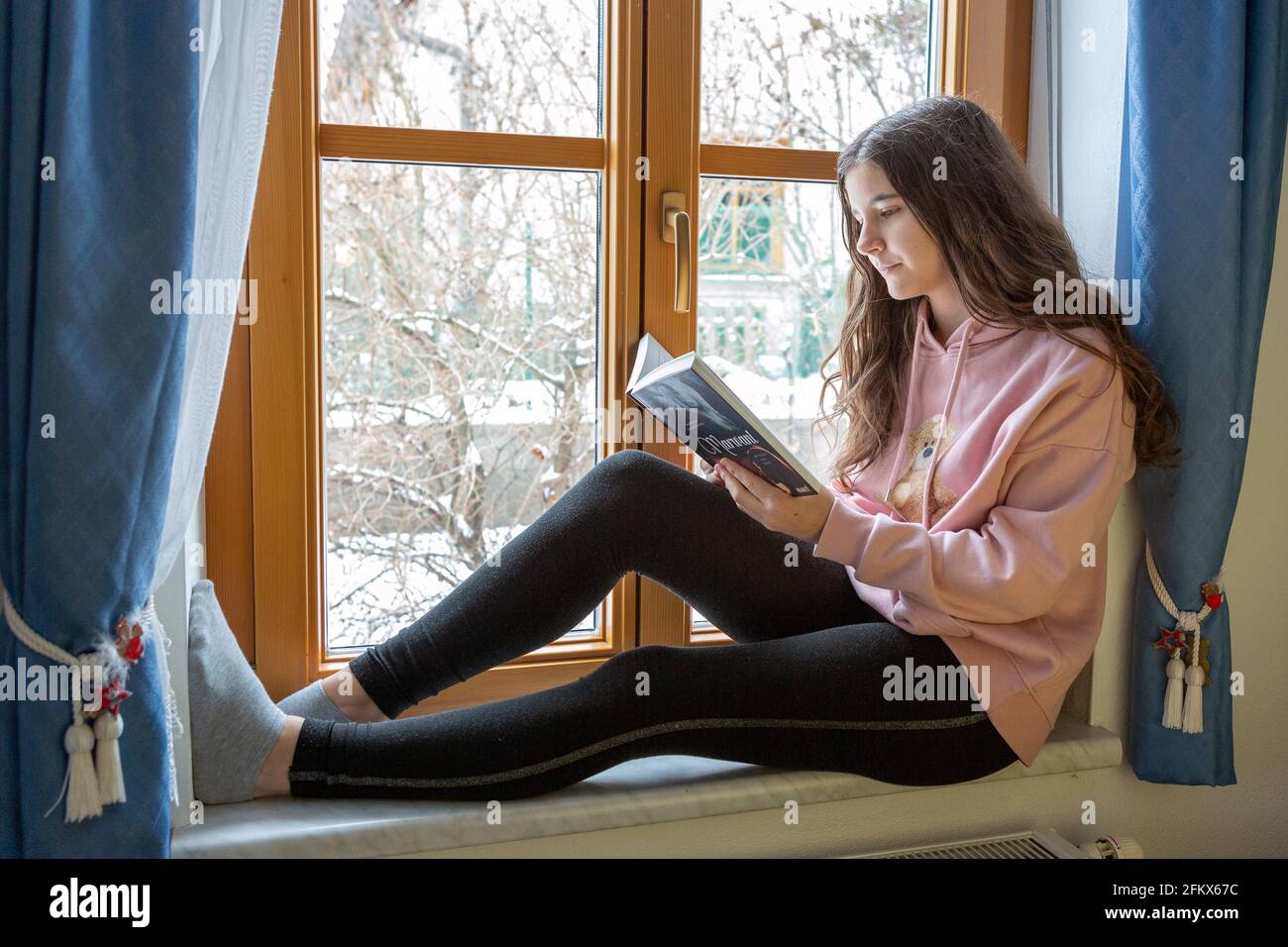 Girl Reads A Book Stock Photo