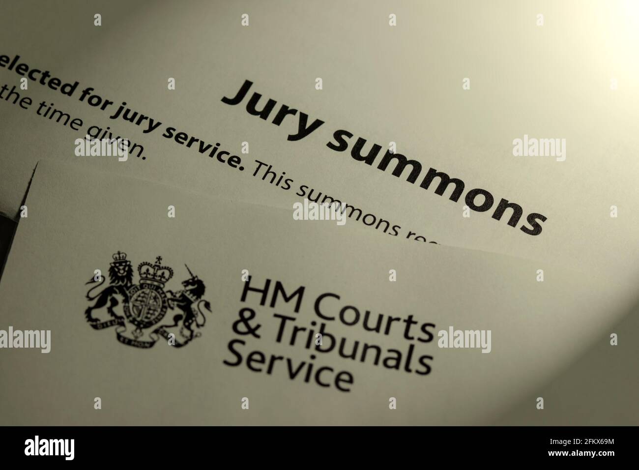Summons for Jury Service Stock Photo
