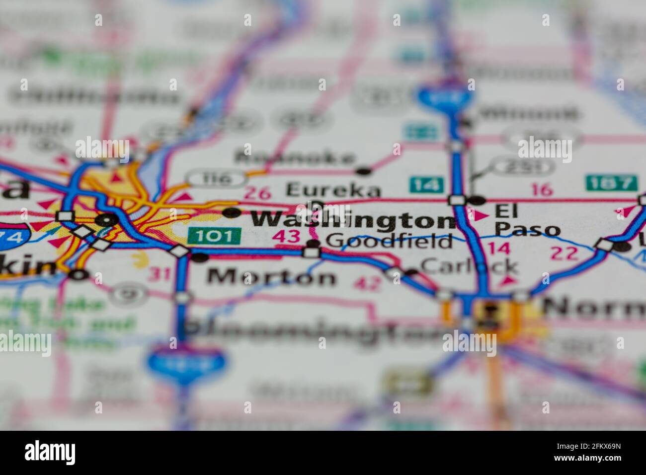 Washington Illinois Shown on a Geography map or road map Stock Photo - Alamy