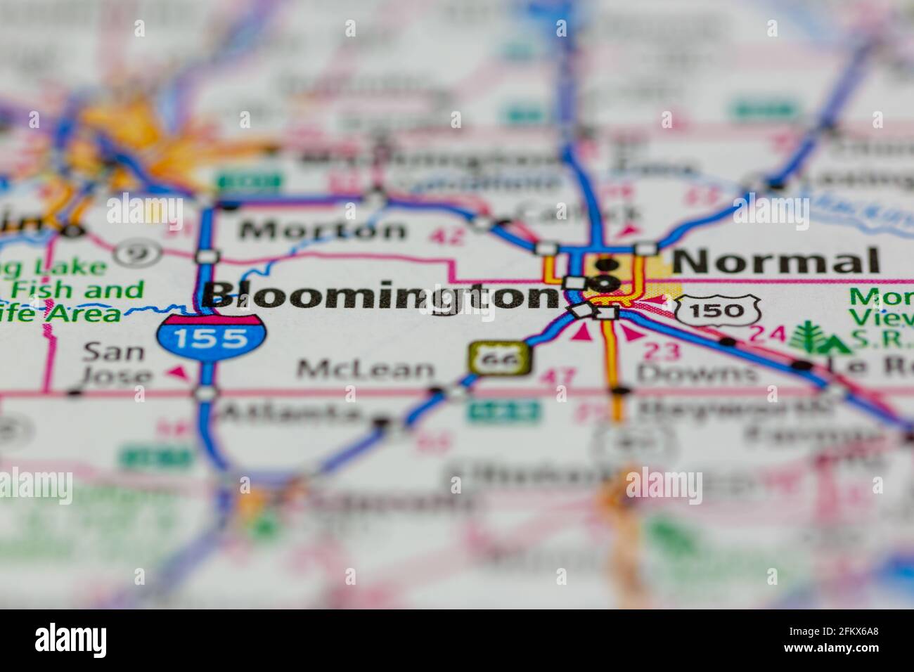 Bloomington Illinois Shown on a Geography map or road map Stock Photo