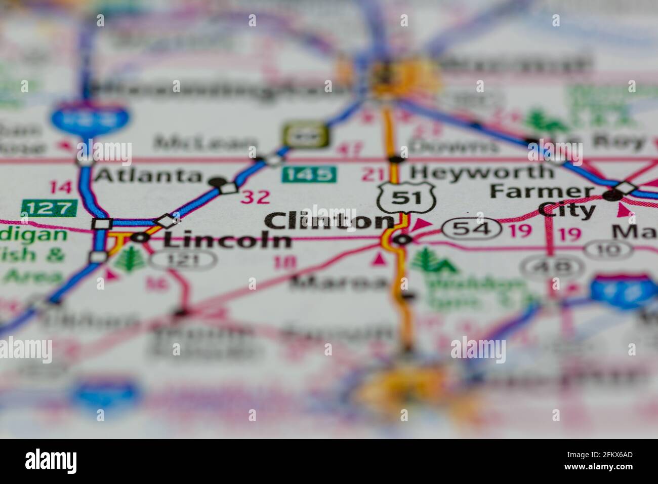 Clinton Illinois Shown on a Geography map or road map Stock Photo Alamy
