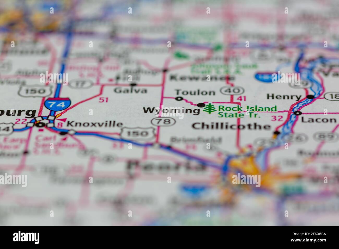 Wyoming Illinois Shown on a Geography map or road map Stock Photo Alamy