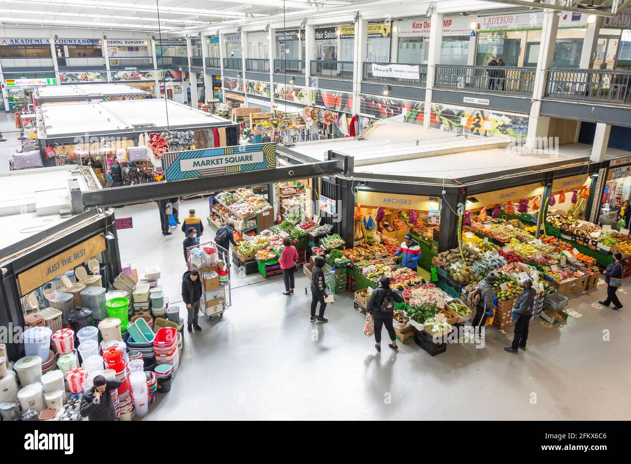 Indoor market at Edmonton Green Shopping Centre, The Broadway, Edmonton, London Borough of Enfield, Greater London, England, United Kingdom Stock Photo