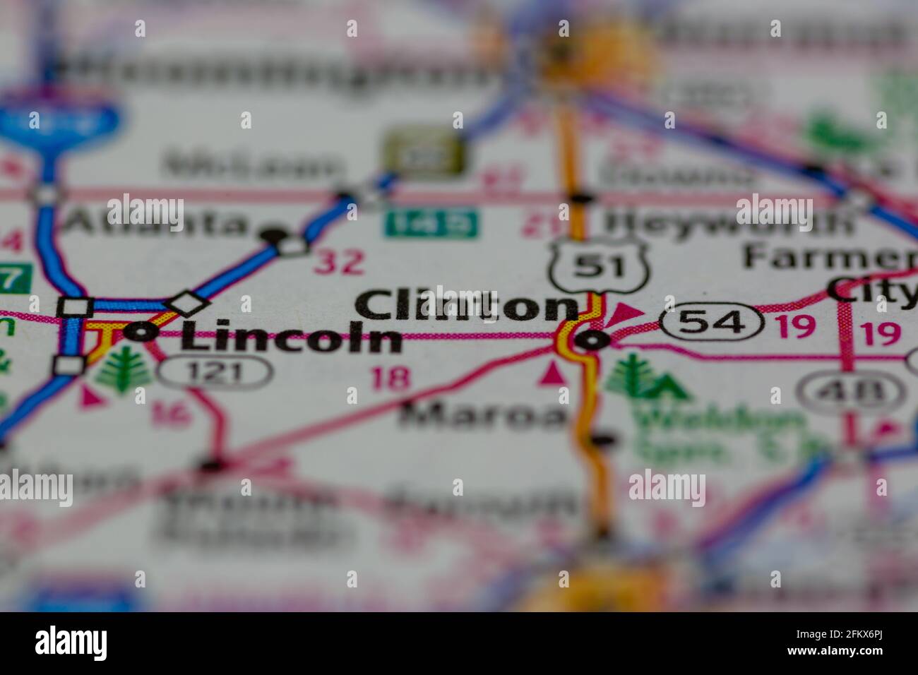 Clinton Illinois Shown on a Geography map or road map Stock Photo Alamy