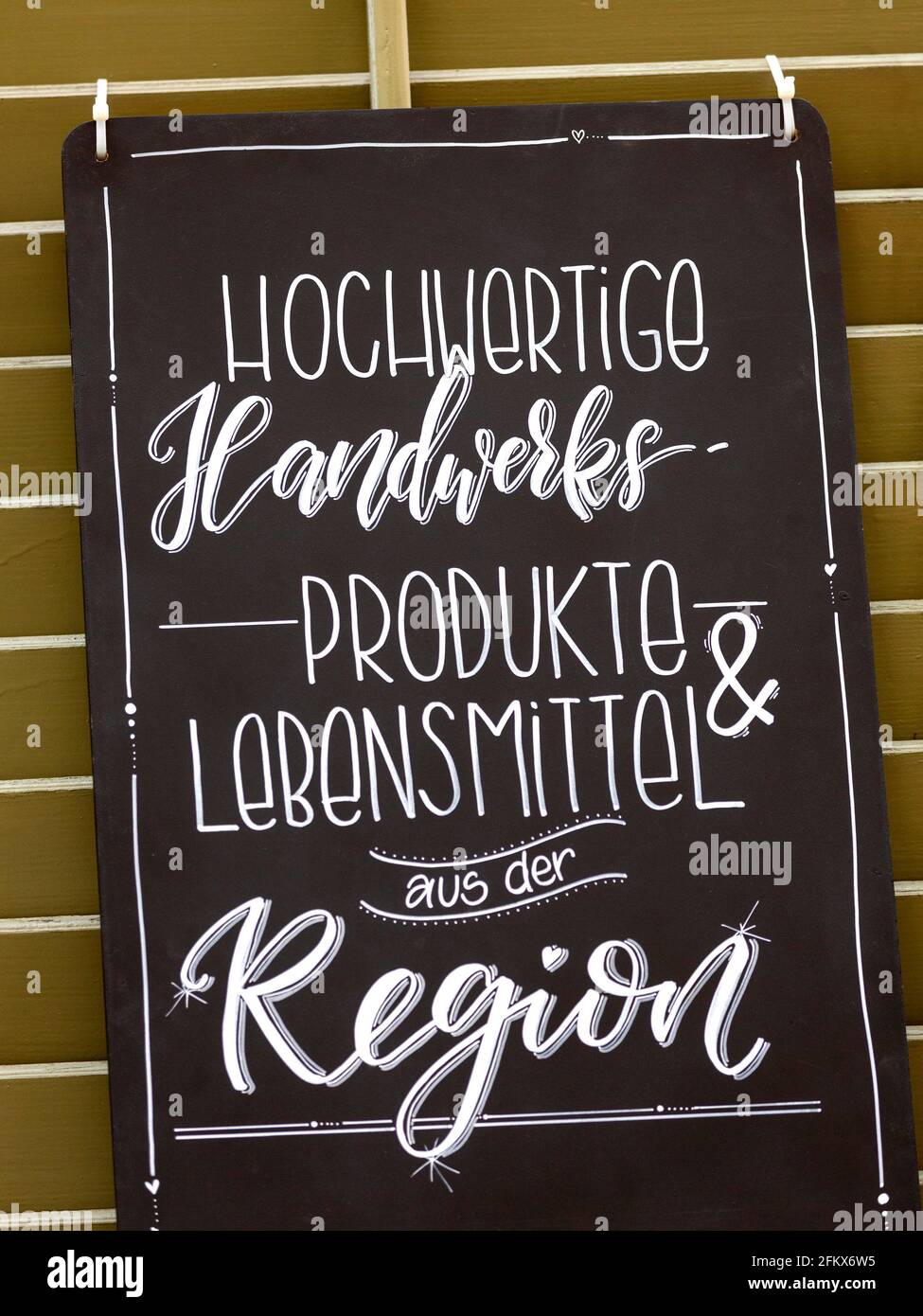 Sign, High Quality Handicrafts And Food From The Region Stock Photo