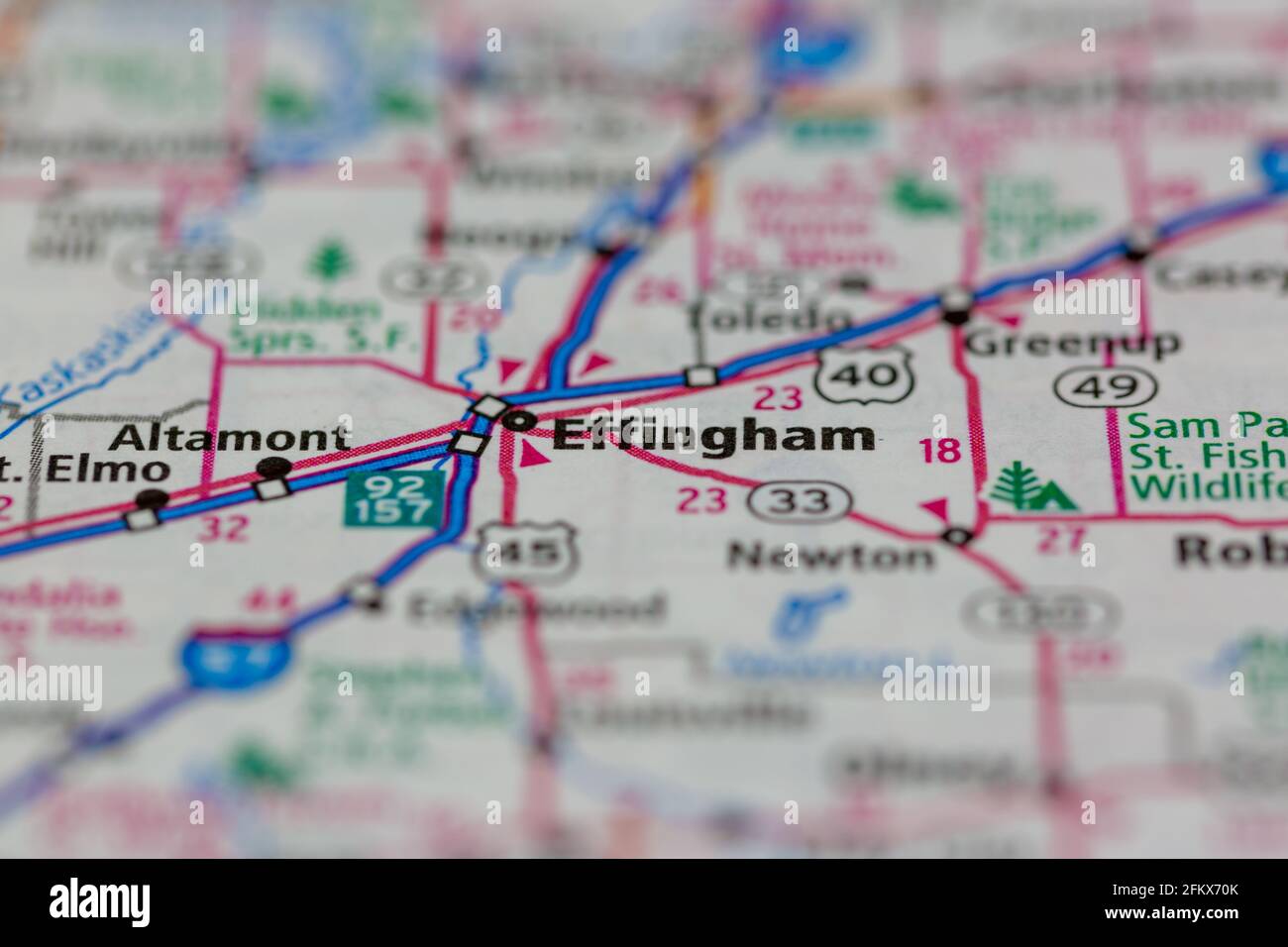 Effingham Illinois Shown on a Geography map or road map Stock Photo - Alamy