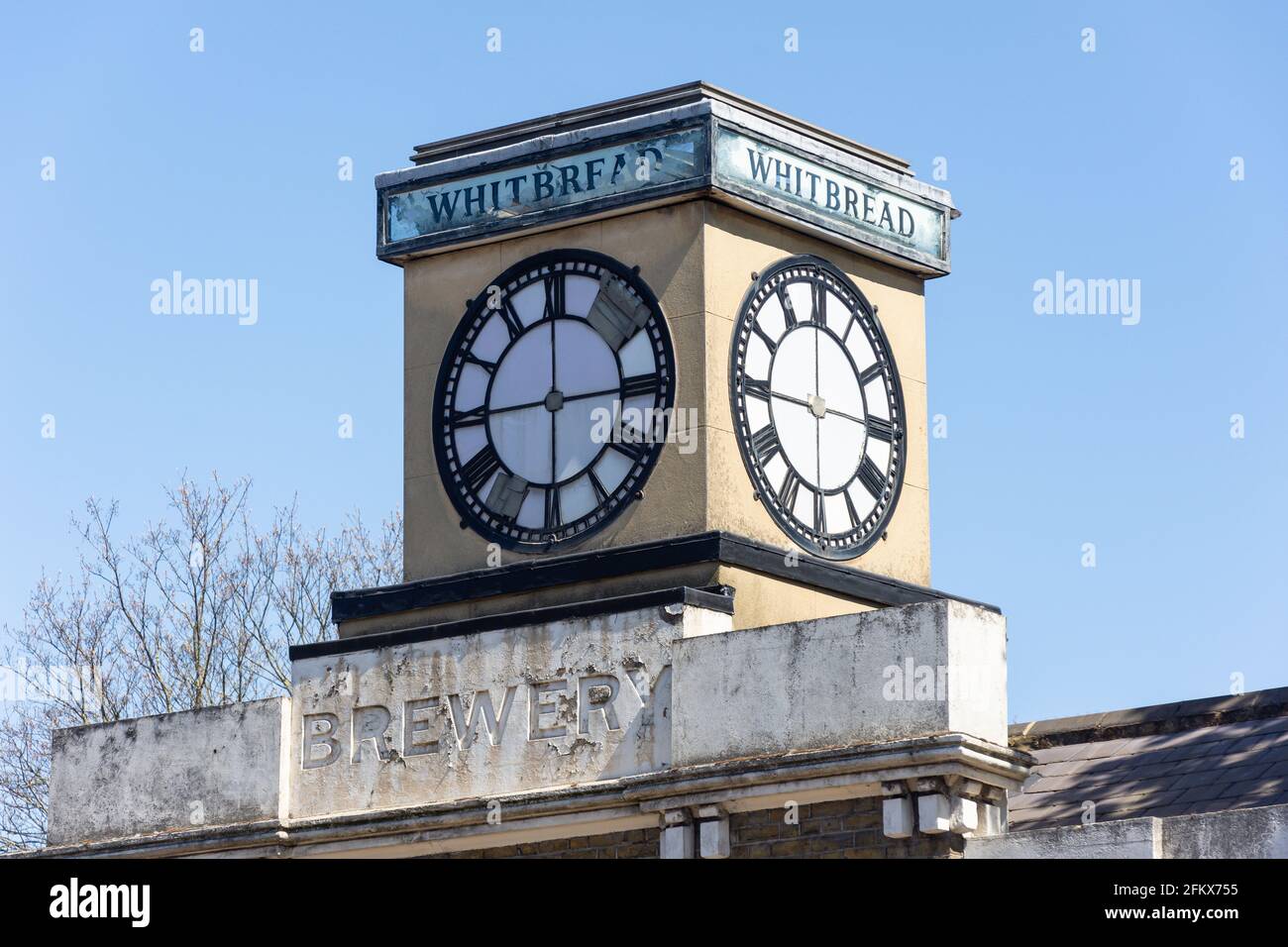 Vintage Whitbread Brewery clock, High Street, Tottenham, London Borough of Haringey, Greater London, England, United Kingdom Stock Photo