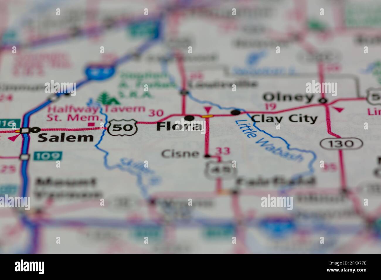 Flora Illinois Shown on a Geography map or road map Stock Photo Alamy