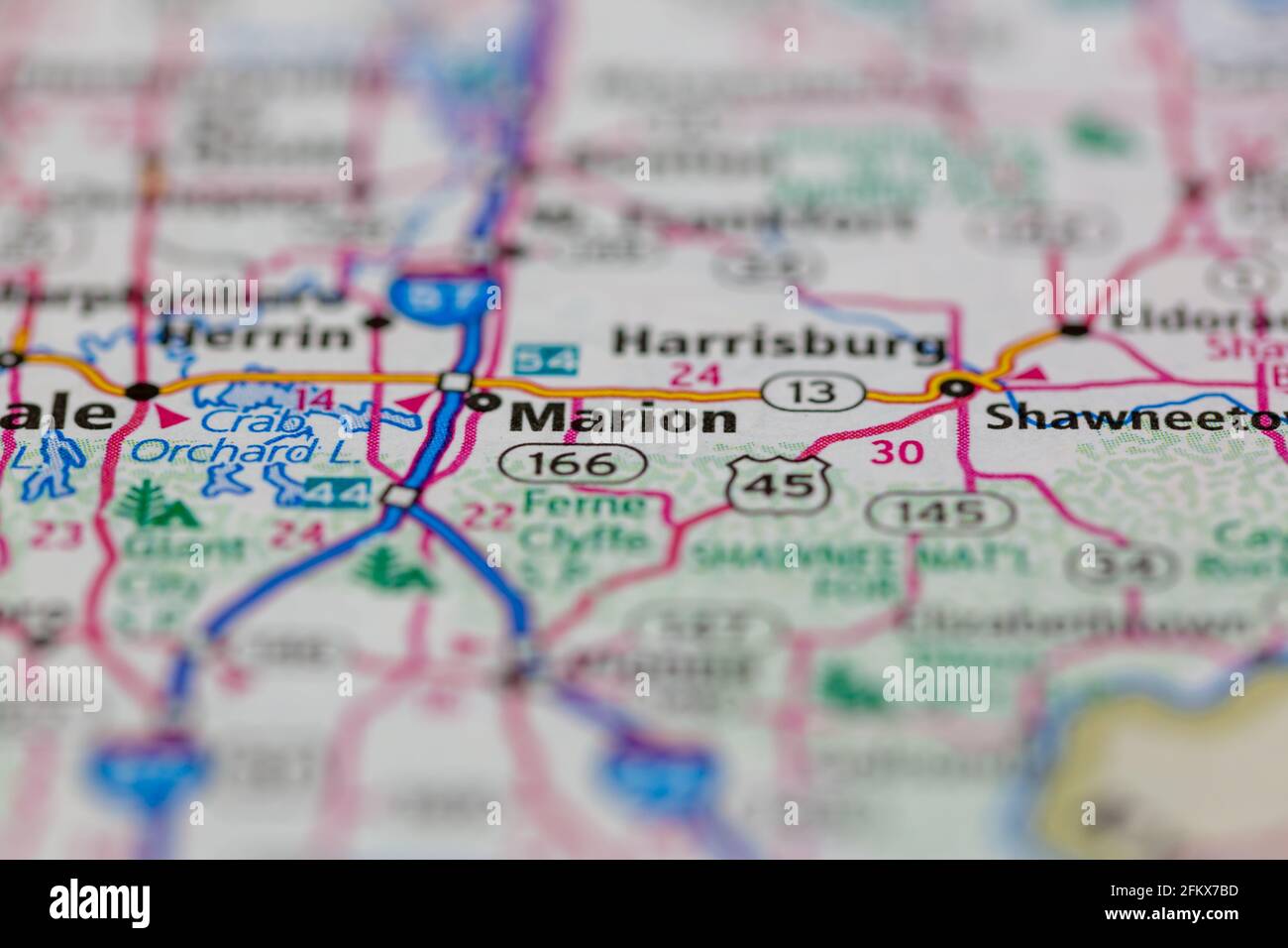 Marion Illinois Shown on a Geography map or road map Stock Photo - Alamy