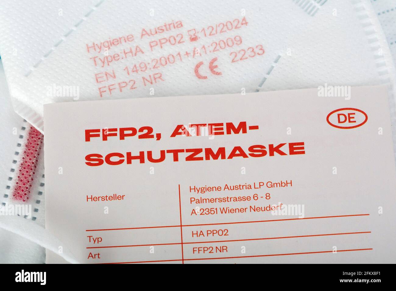 FFP2 Respirator From Hygiene Austria, Wiener Neudorf NÖ, Austria Stock Photo
