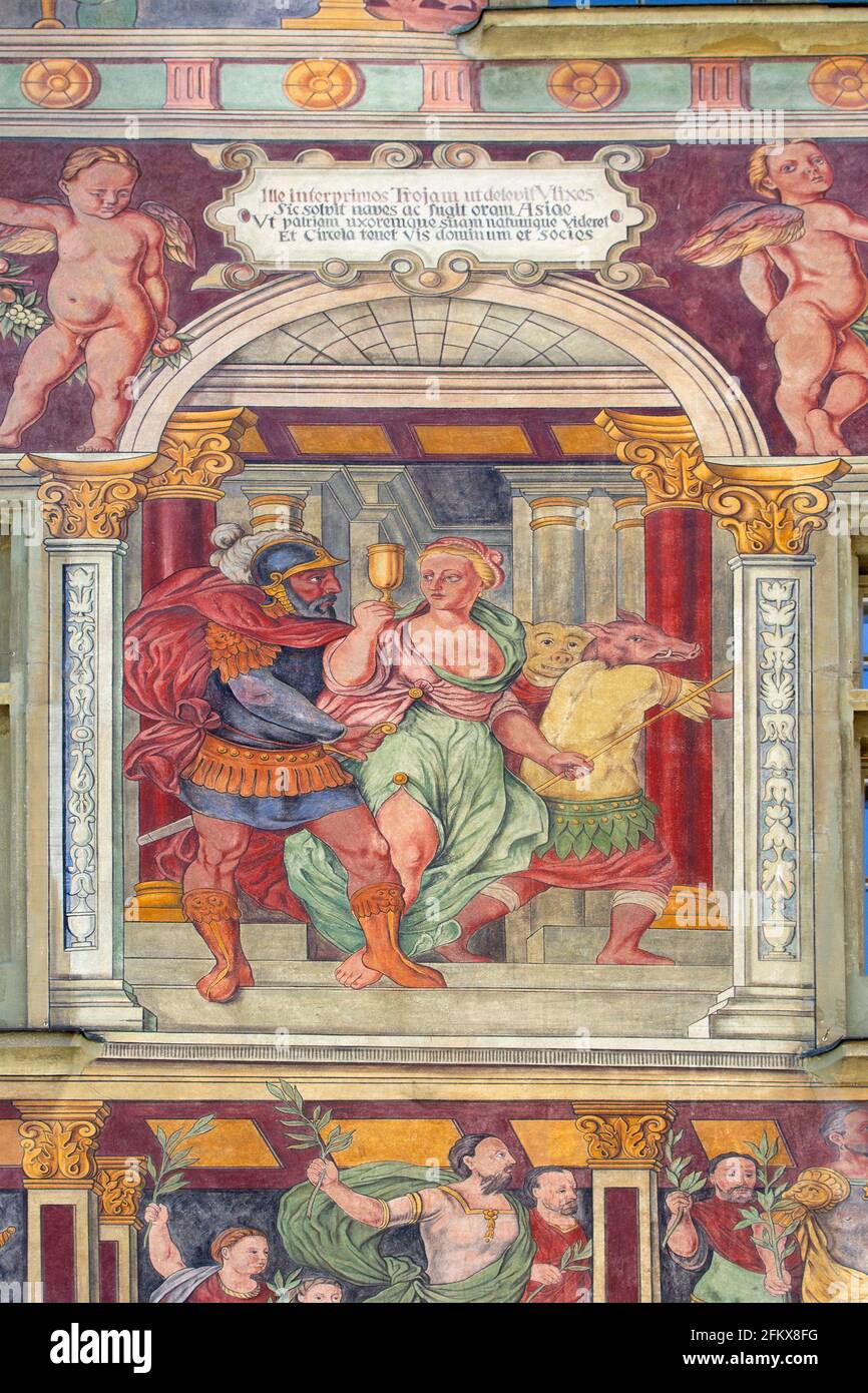 Fresco, Odysseus At Zauberin Kirke, Haus Zum Ritter, Schaffhausen,  Switzerland Stock Photo - Alamy