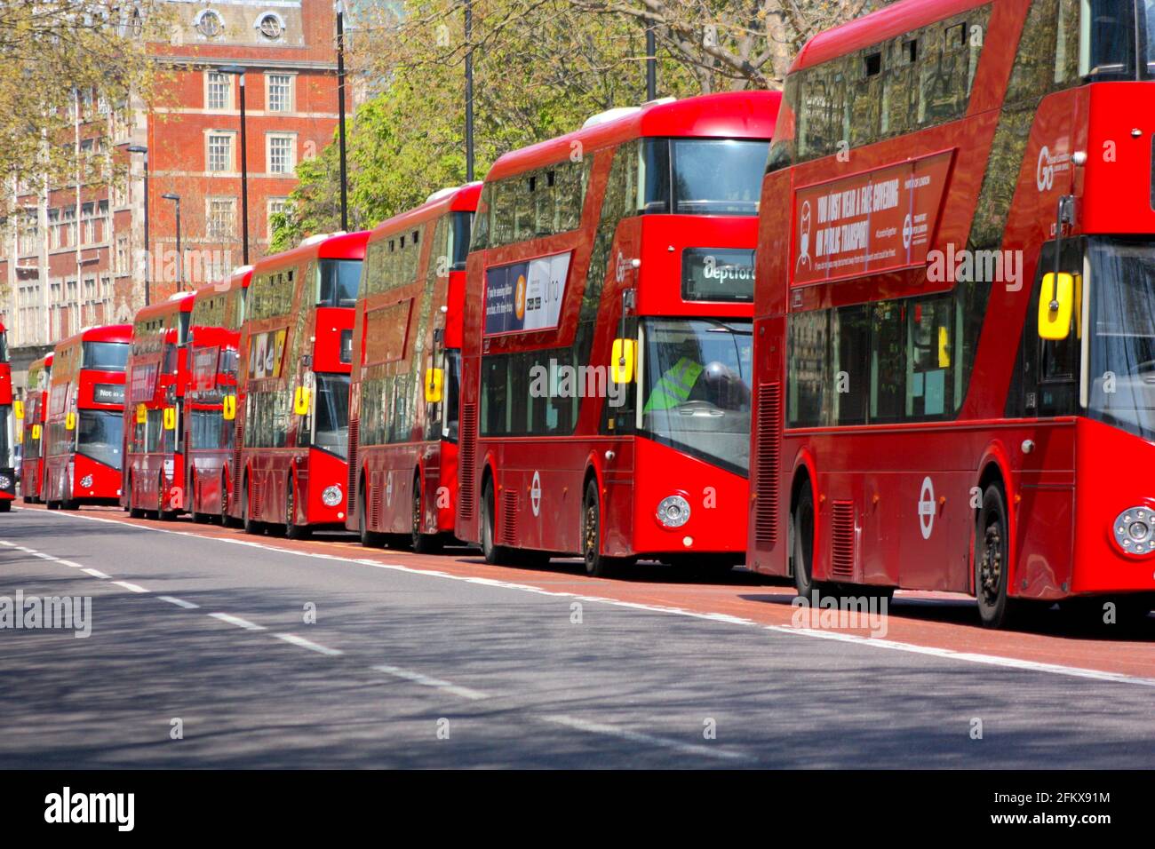 Iconic London buses Stock Photo