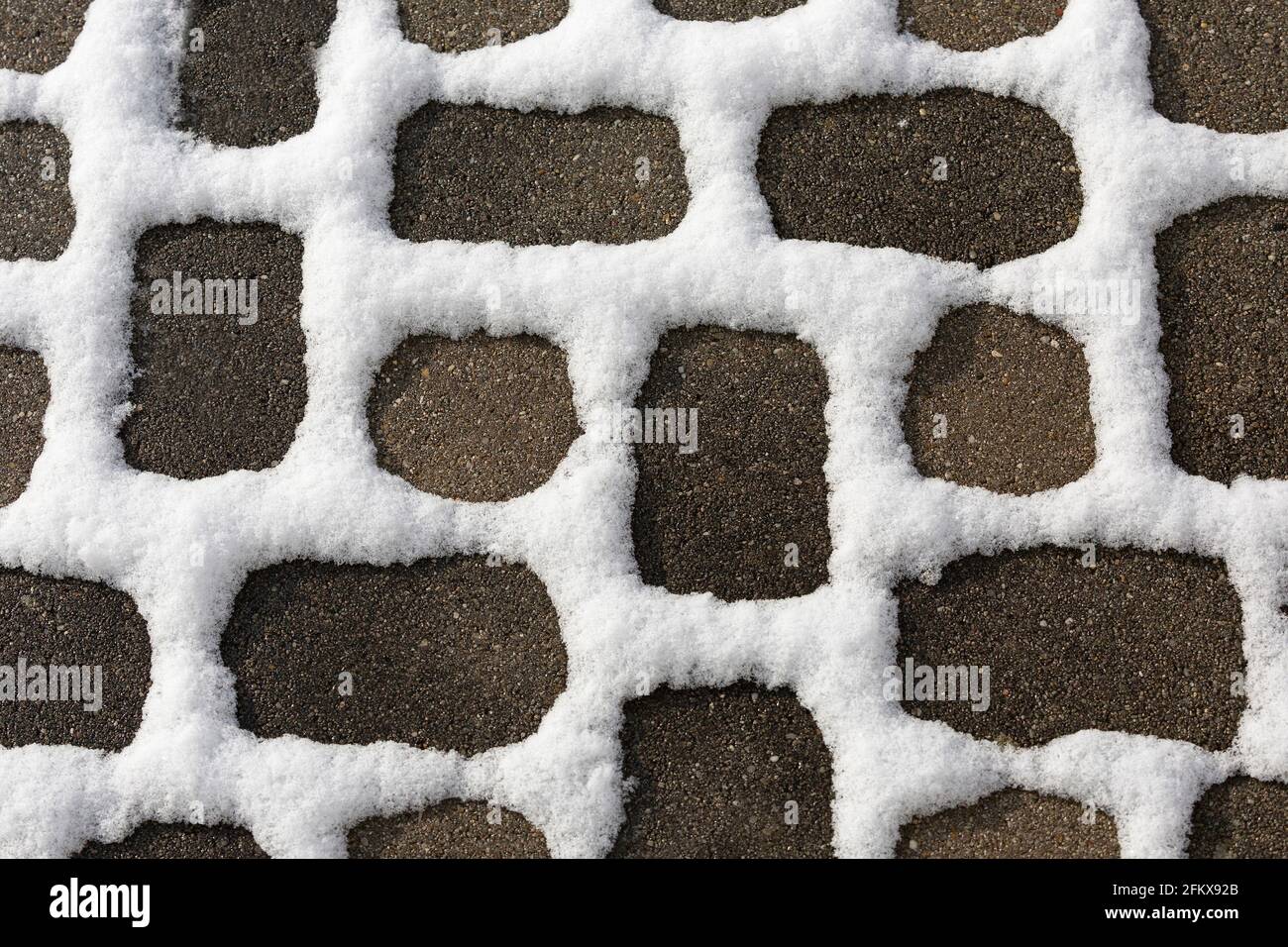 Paving Stones With Snow, Structures Stock Photo