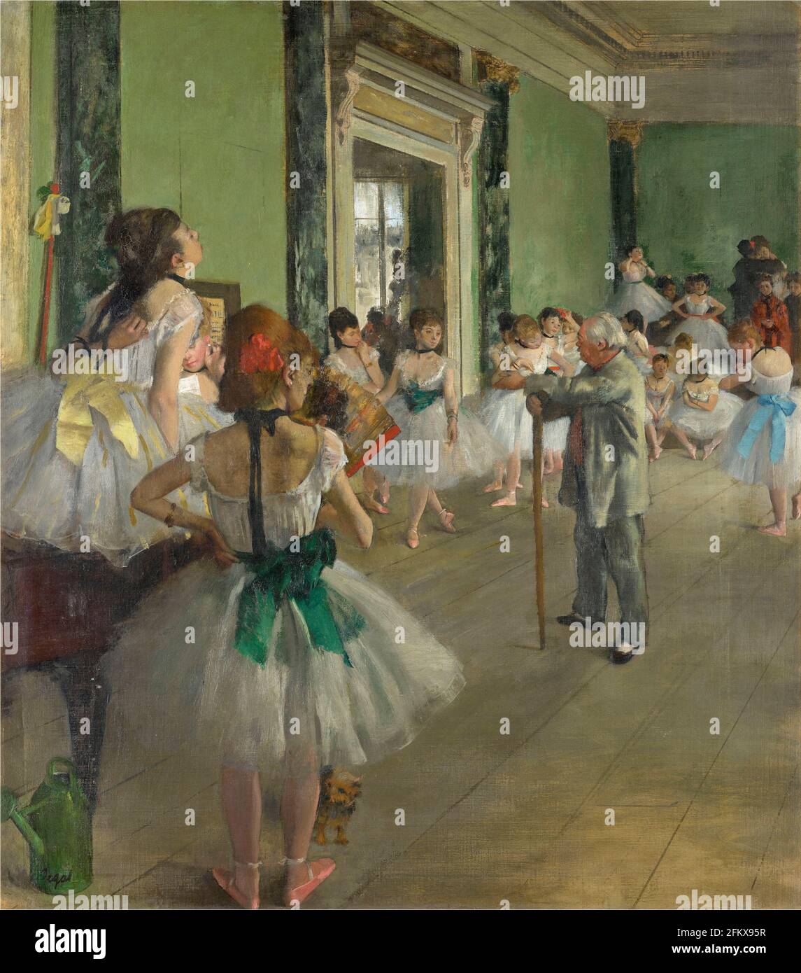 Title: The Dancing Class Creator:  Edgar Degas Date: c.1873-76 Medium: Oil on canvas Dimensions: 85x75 cms Location: Musee d'Orsay, Paris, France Stock Photo