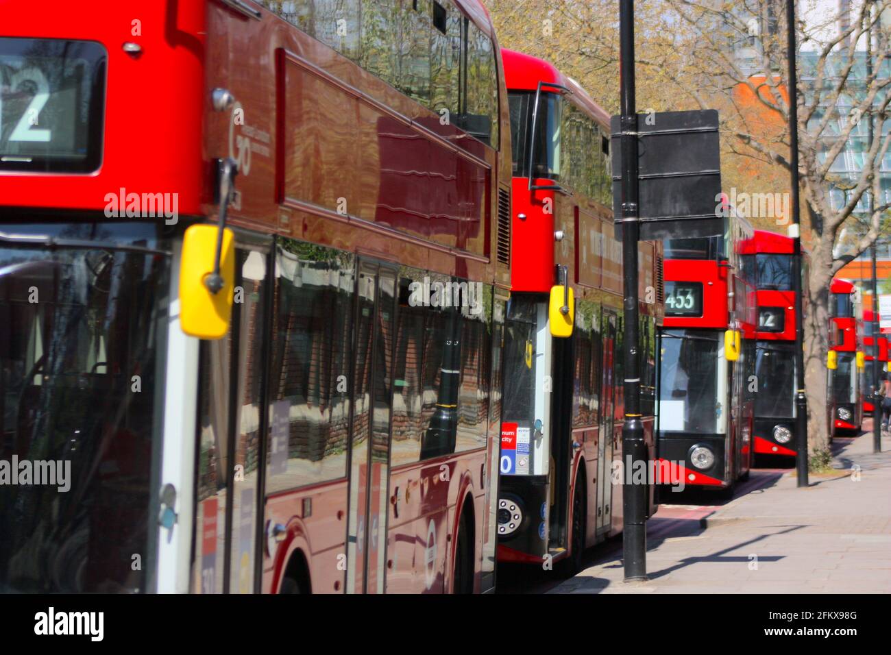 Iconic London buses Stock Photo