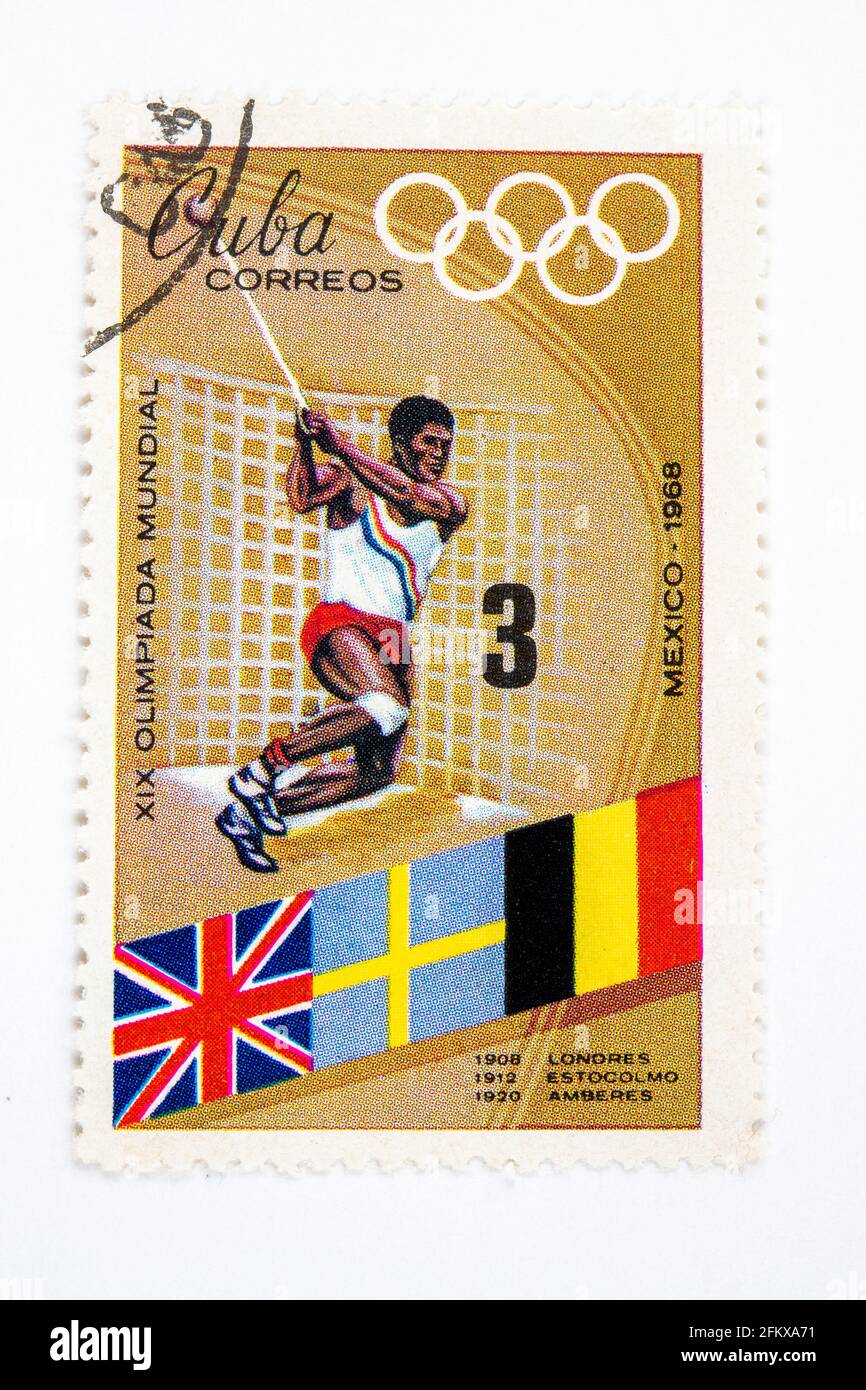 Cuba Correos stamp. XIX Olympic Games in Mexico. Edition 1968 Stock Photo