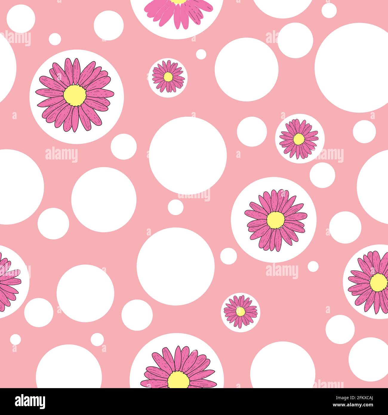 Vector peach pink background pink daisy flowers and wild flowers ...