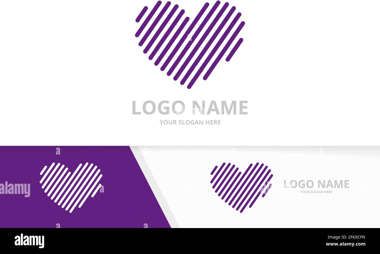 Modern heart line. Unique love logotype design template. Stock Vector