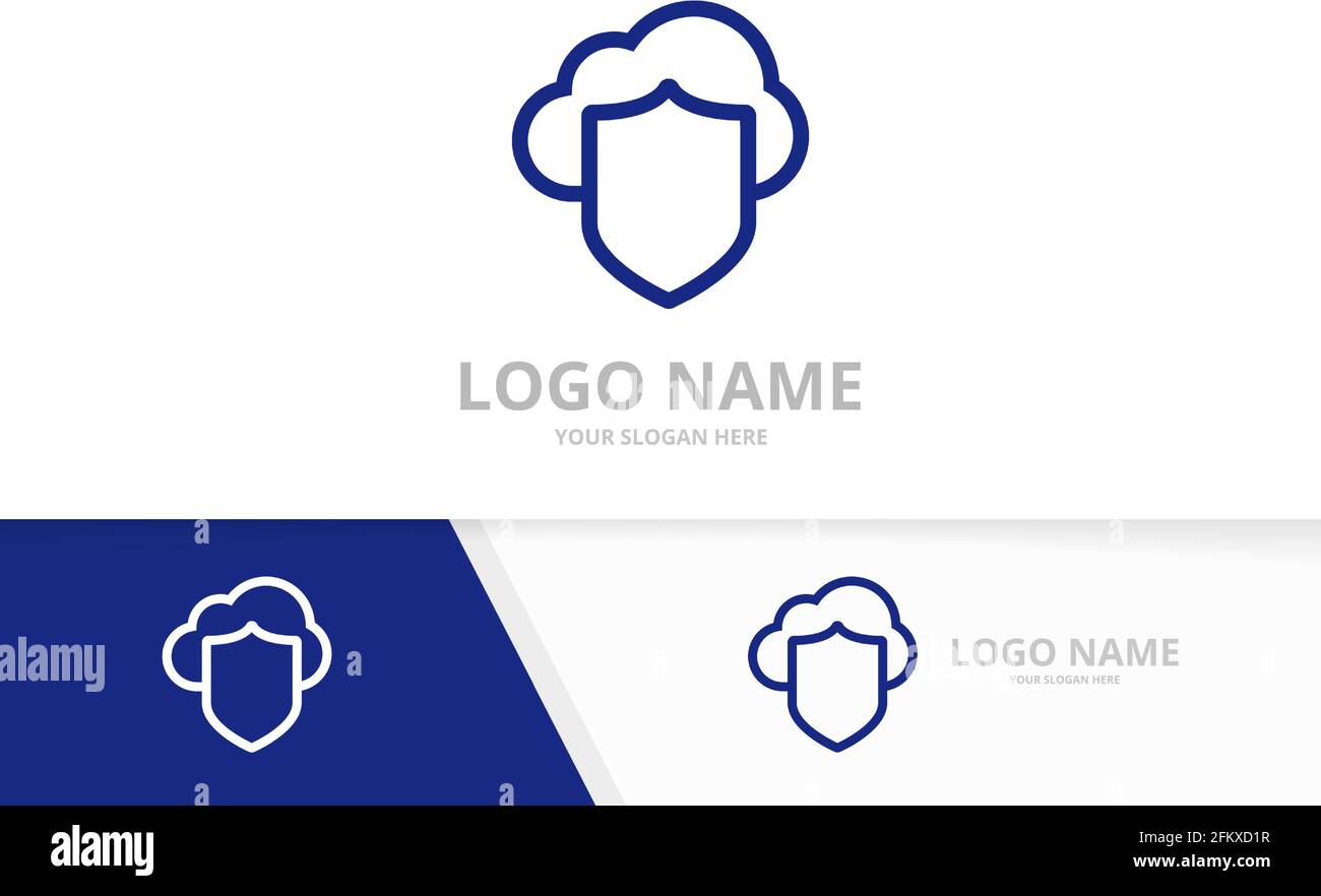 Vector shield logo combination. Security and cloud logotype design template. Stock Vector
