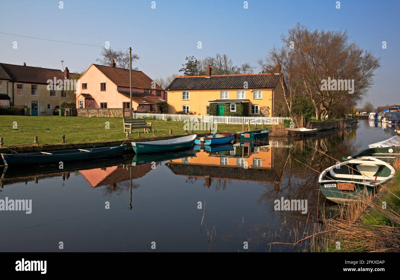 A view of Somerton Parish Staithe and cottages with Boat Dyke and