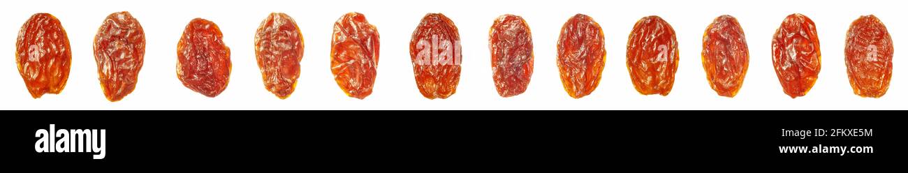 Dried raisins assortment isolated on white background, selective focus. Stock Photo