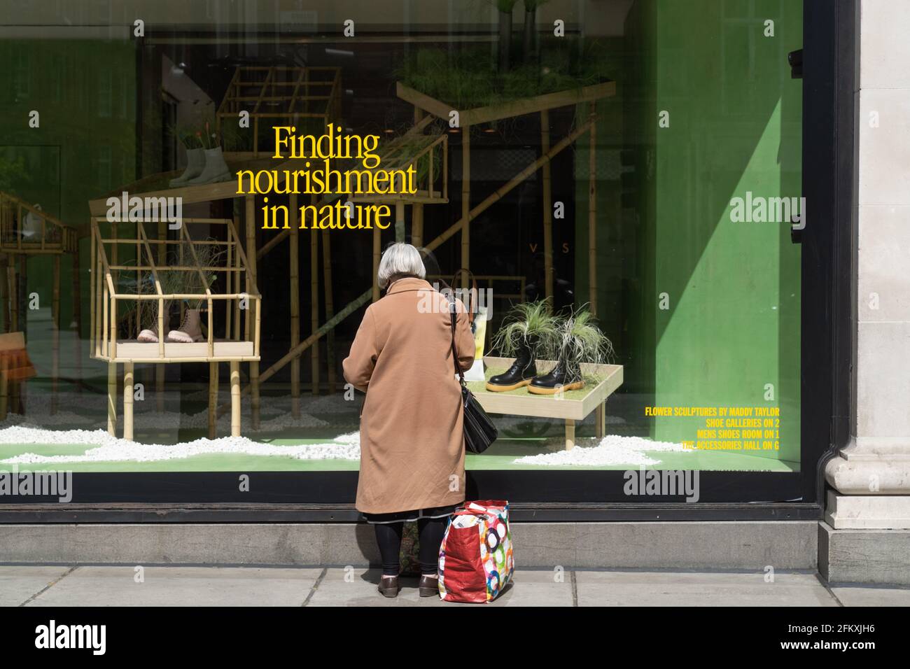 Finding nourishment in nature shop window, Oxford street Stock Photo