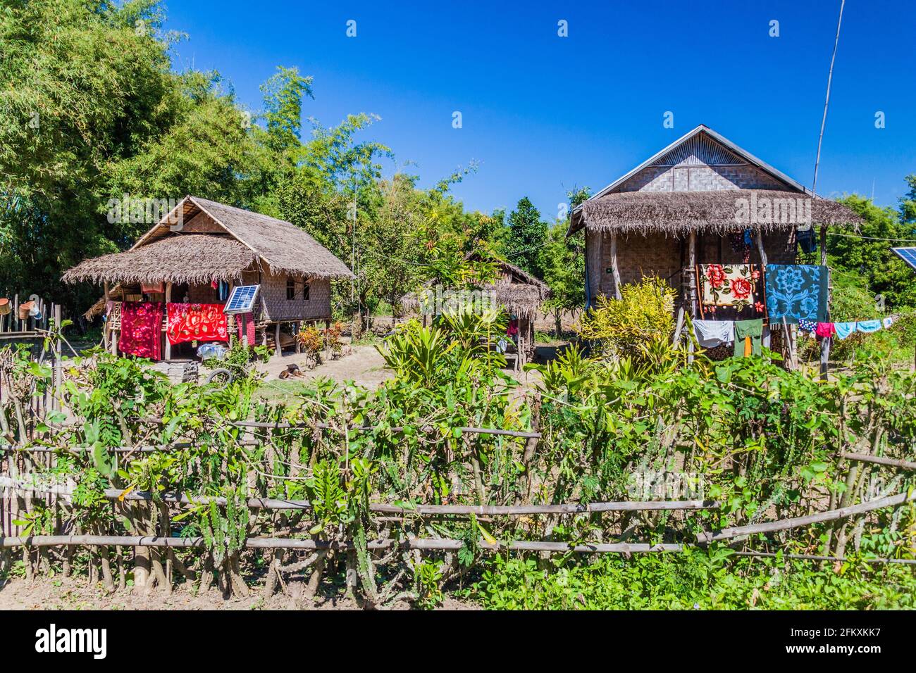 Rural houses in Nyaung Shwe town near Inle lake, Myanmar Stock Photo