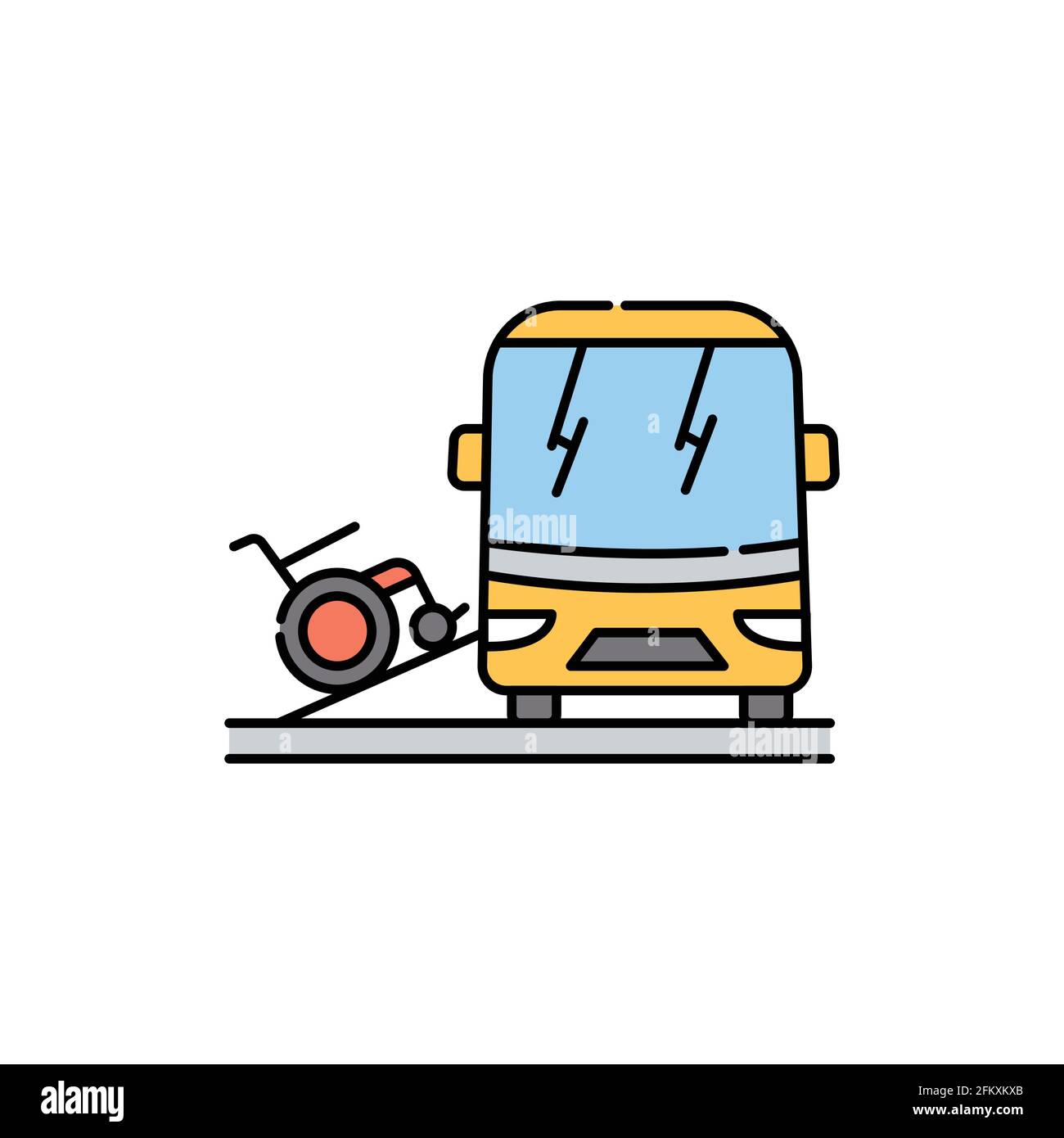 Transportation of a disabled color line icon. Disability. Isolated ...