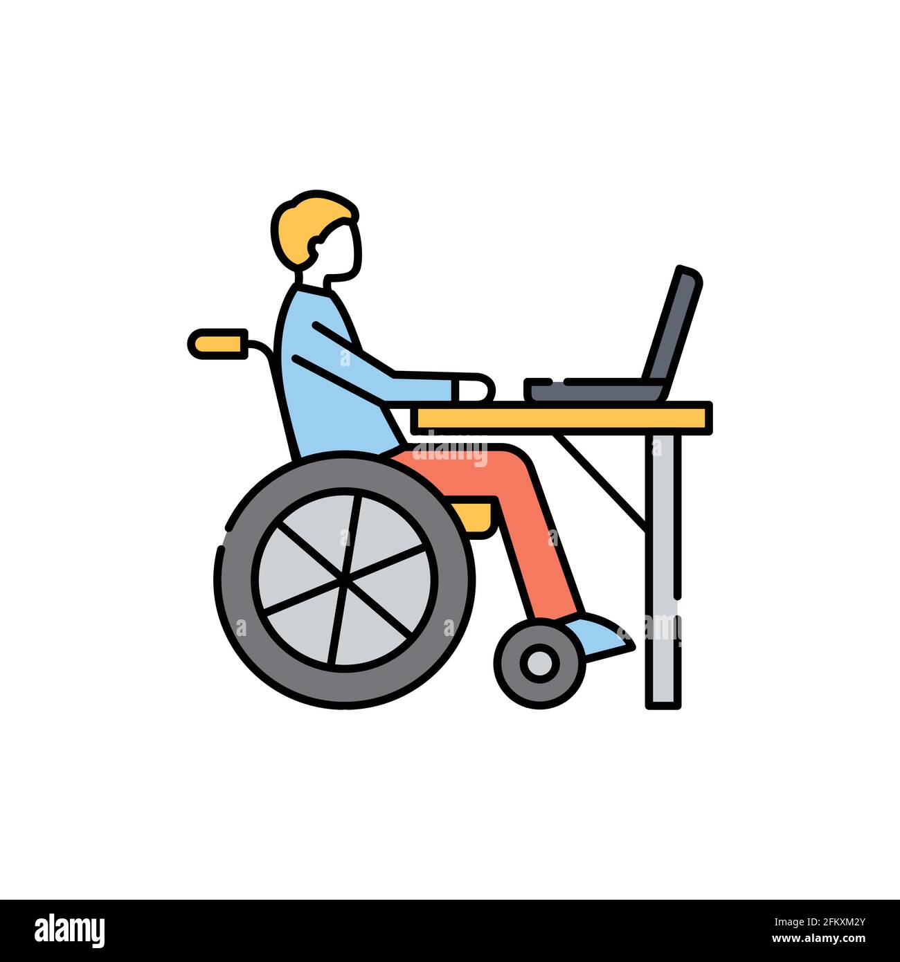 Disabled worker color line icon. Disability. Isolated vector element ...
