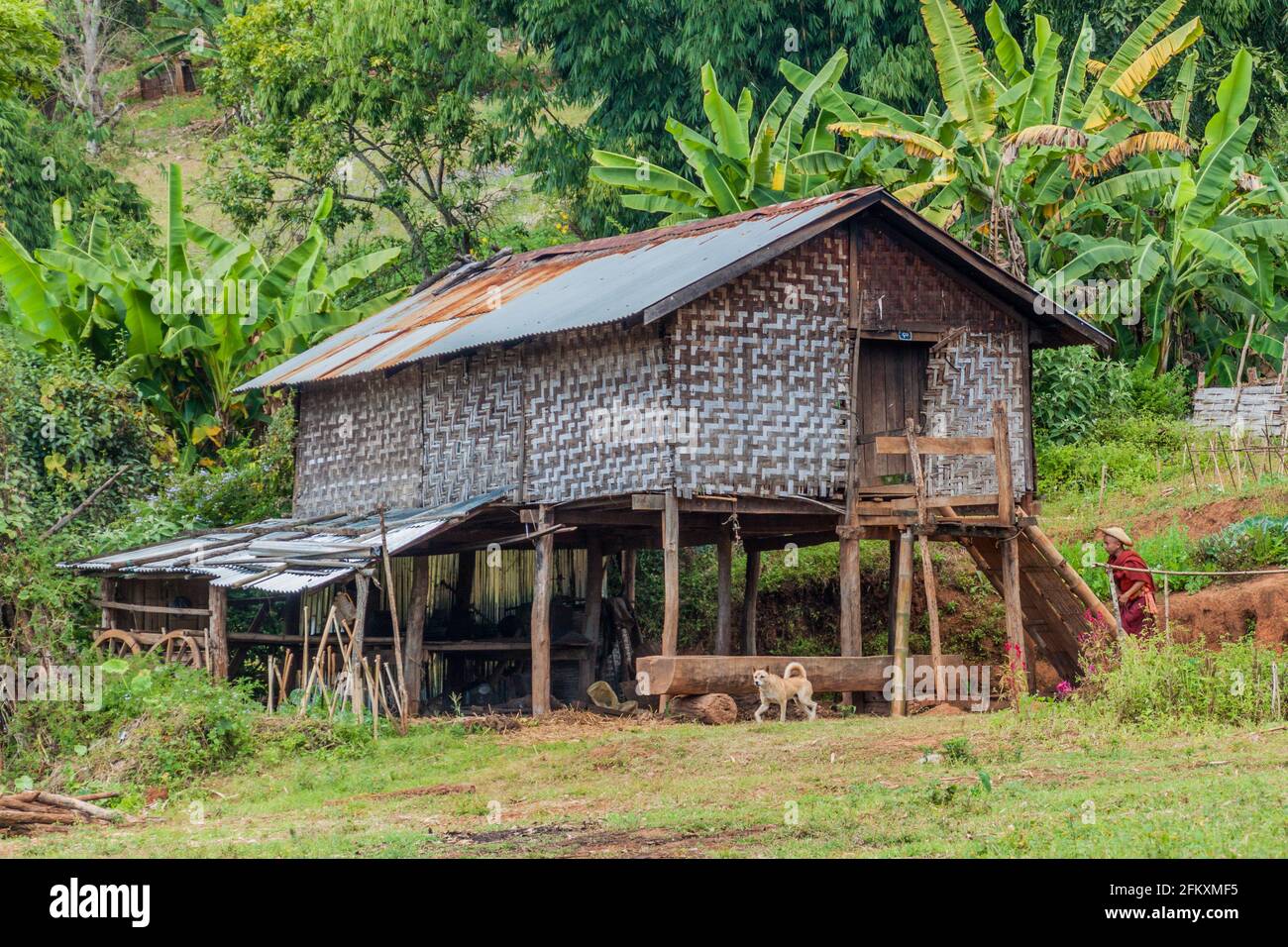 HSIPAW, MYANMAR DECEMBER 1, 2016 Young Buddhist monk enters a