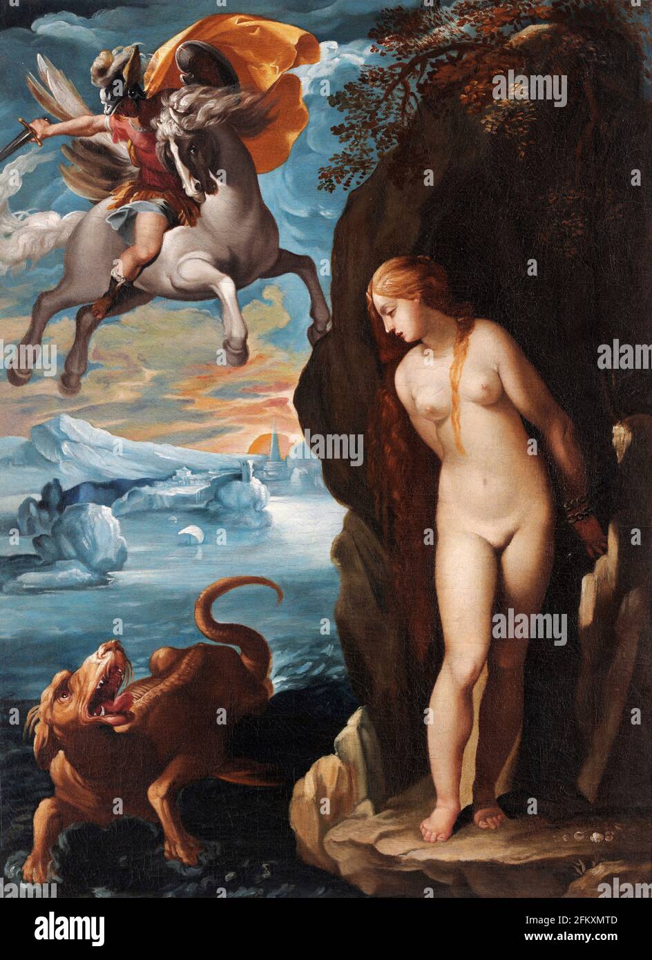 Perseus and Andromeda by Cavalier d'Arpino (Giuseppe Cesari), oil on canvas, 17th century Stock Photo
