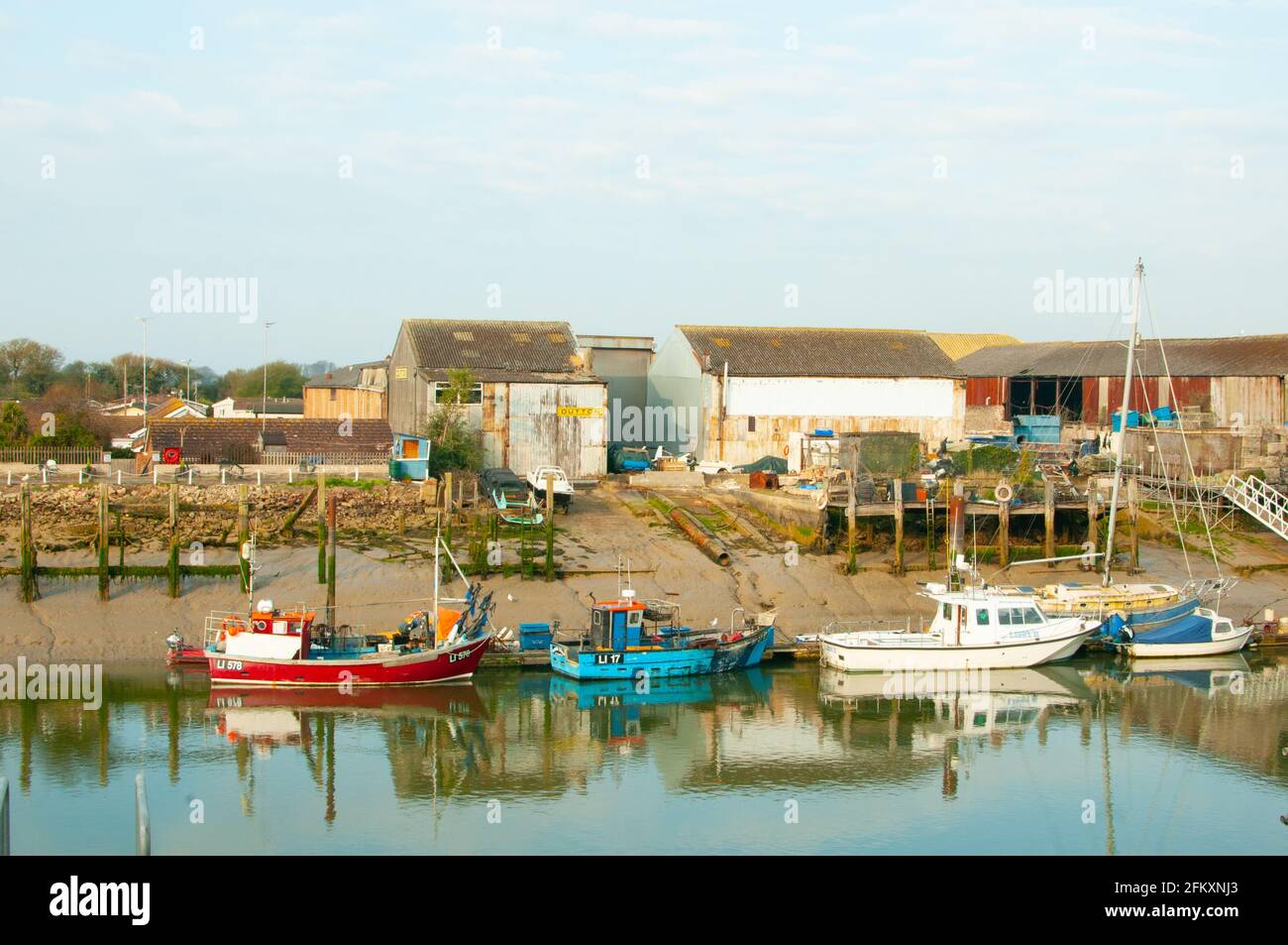 View of Arun boatyard and boats, Littlehampton, West Sussex UK Stock Photo