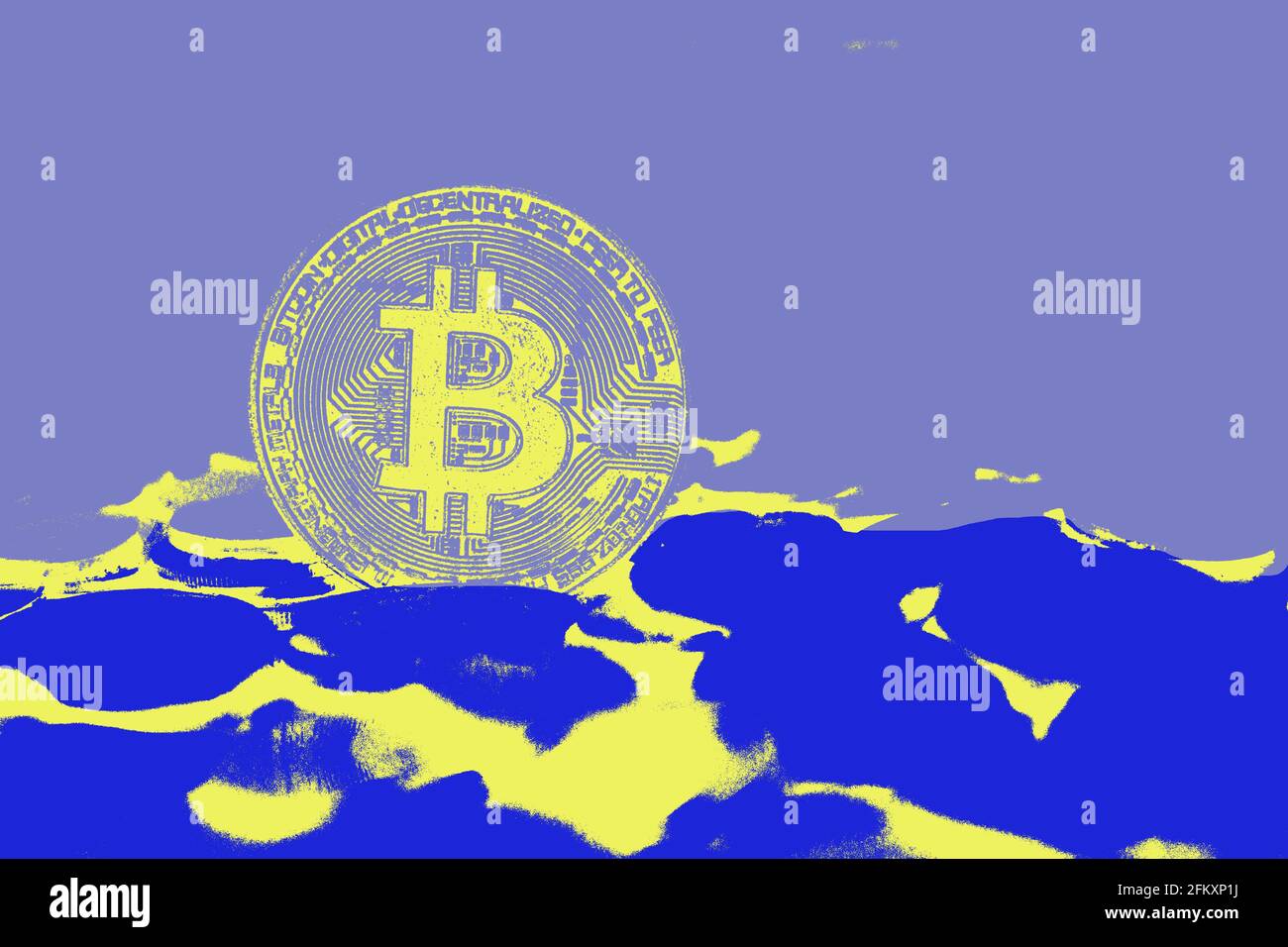 Golden bitcoin digital currency, futuristic digital money Stock Photo