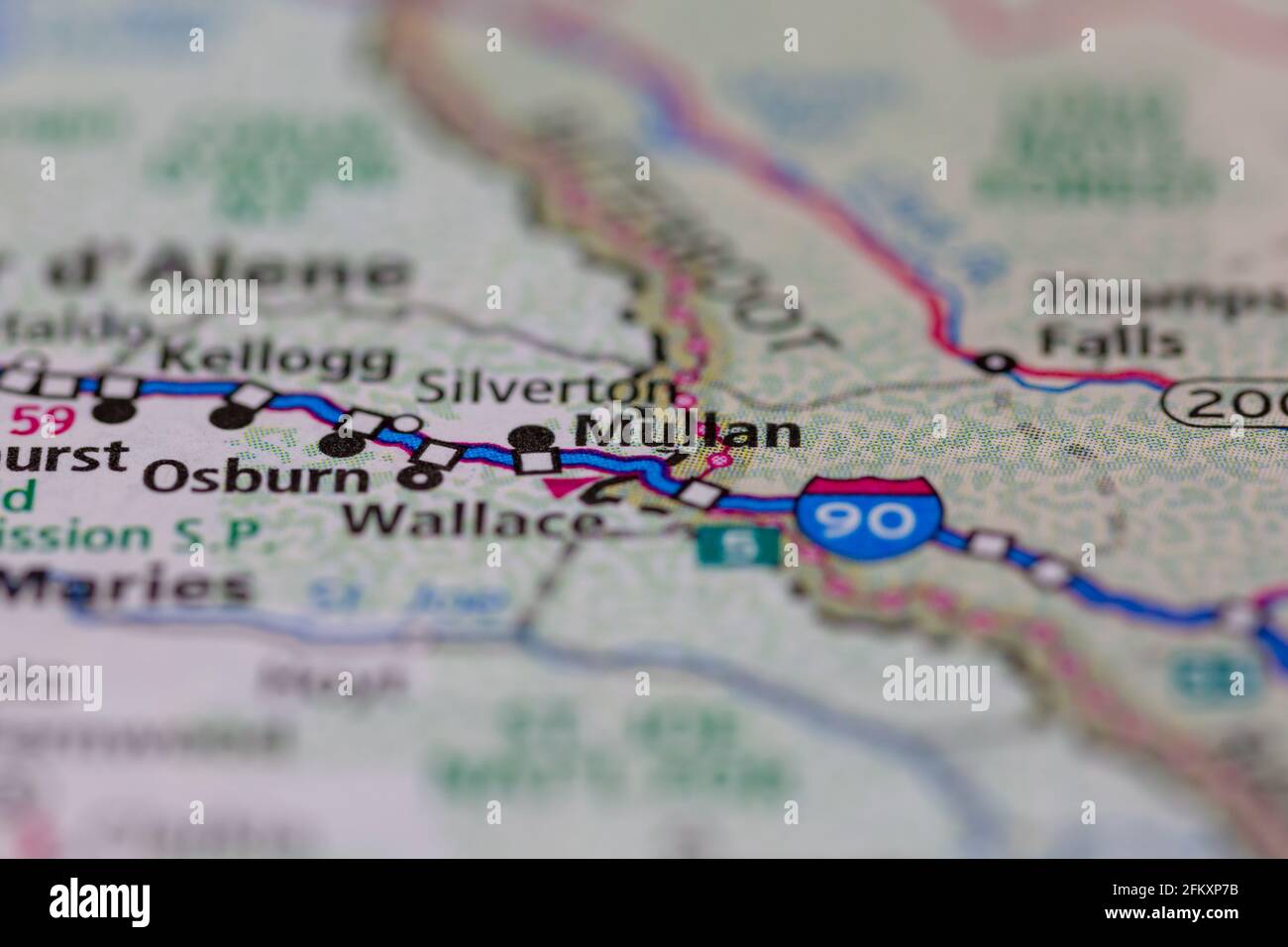 Mullan idaho on a map hires stock photography and images Alamy