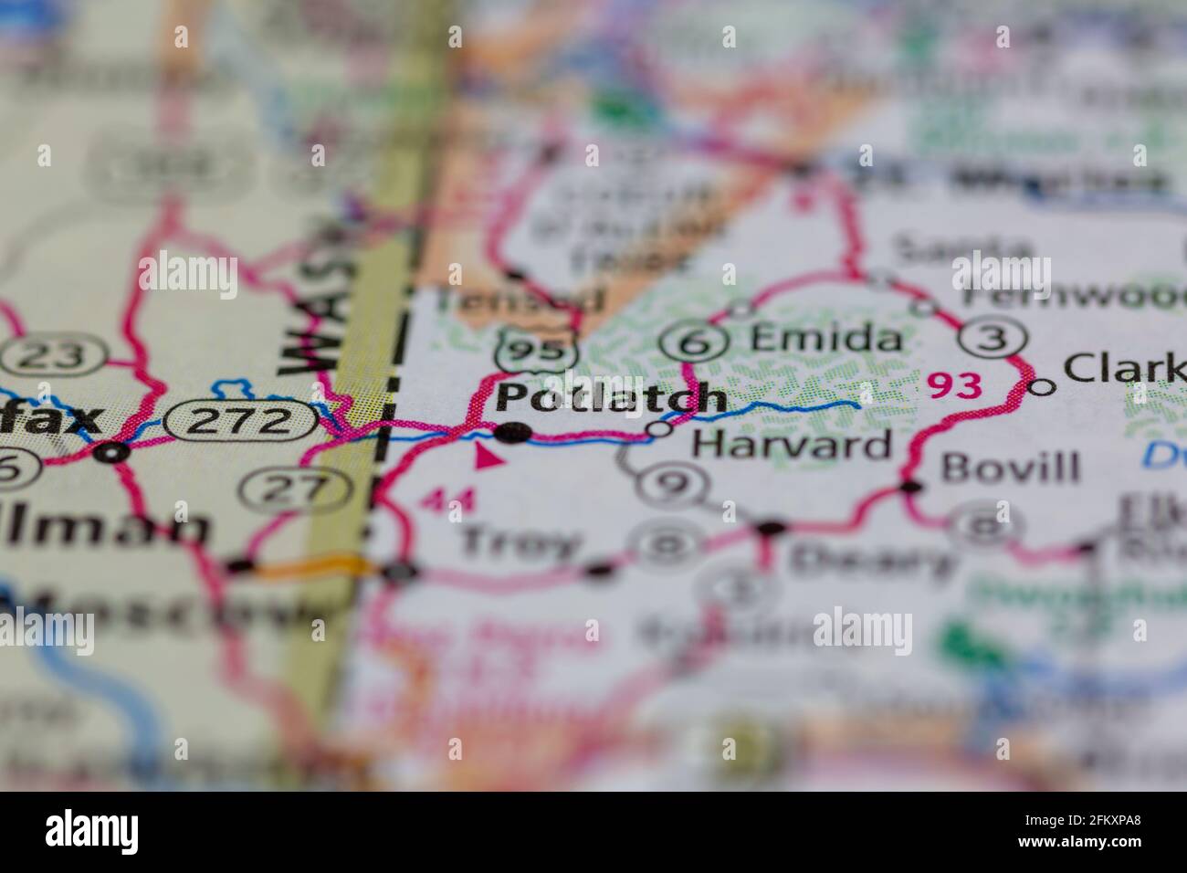 Potlatch Idaho USA shown on a Geography map or road map Stock Photo Alamy