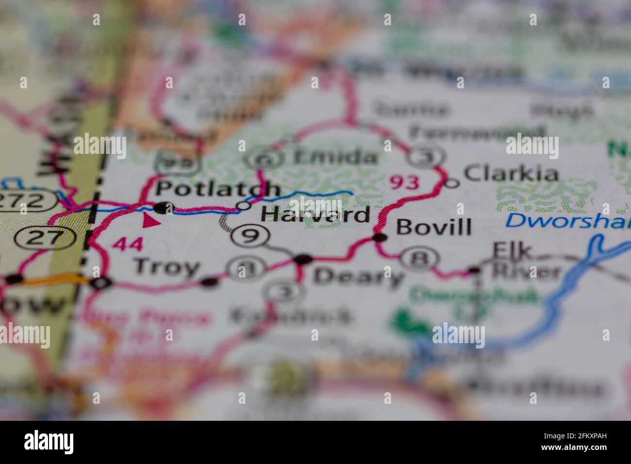 Harvard Idaho USA shown on a Geography map or road map Stock Photo Alamy
