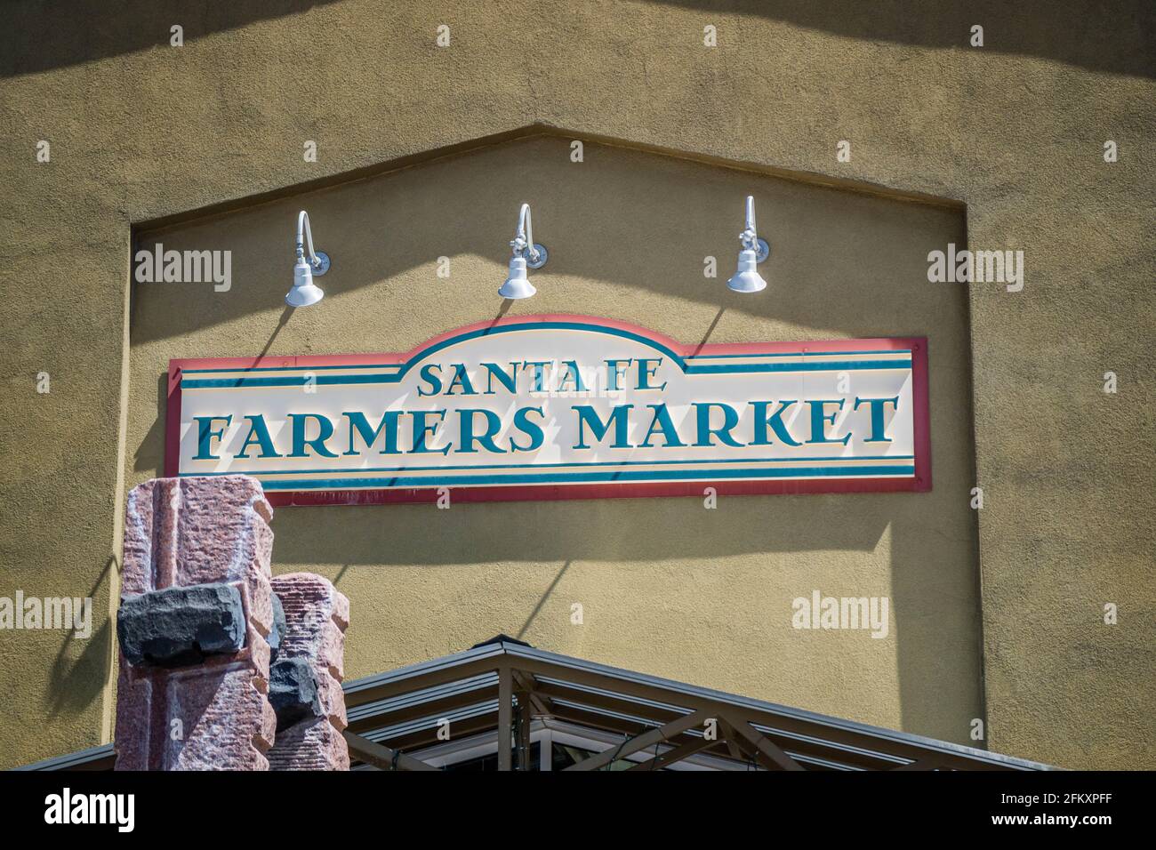 Santa Fe, NM, USA - April 14, 2018: The Santa Fe Farmers Market welcom Stock Photo