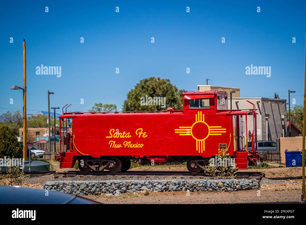 Santa Fe, NM, USA - April 14, 2018: An old fashioned scenic railroad c Stock Photo