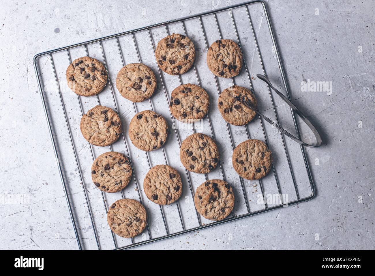 baked cookies on a white textured surface Stock Photo