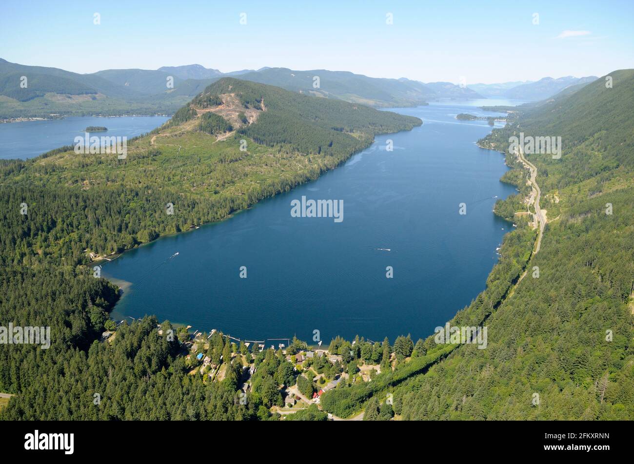 The North Arm of Cowichan Lake with Bald Mountain at Centre. View